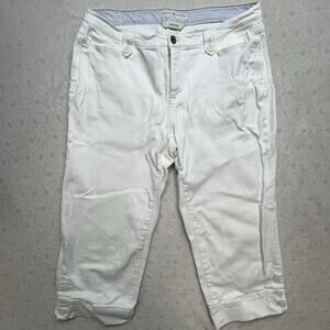 Vtg Y2K Tommy Hilfiger Hipster Capri Jeans White Button Cuff Denim Size 16
